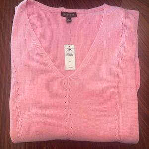 NWT New TALBOTS Pink V-Neck Sweater Size